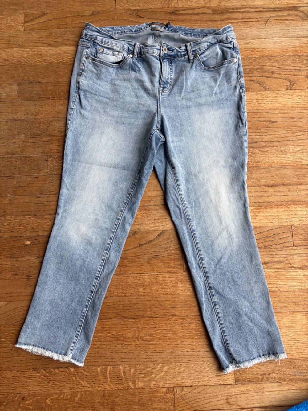torrid Light Blue Crop Boyfriend Jeans with Raw Hem